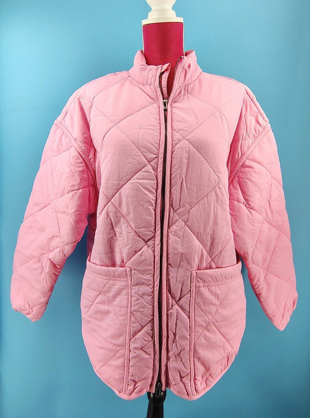 All in Motion Women's Quilted Puffer Jacket Pink Size M Relaxed Fit.